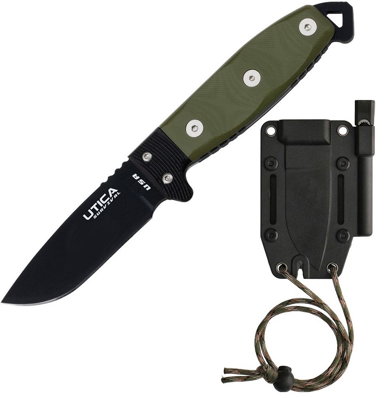 Utica Stealth III Black - OD Green Micarta S3GH