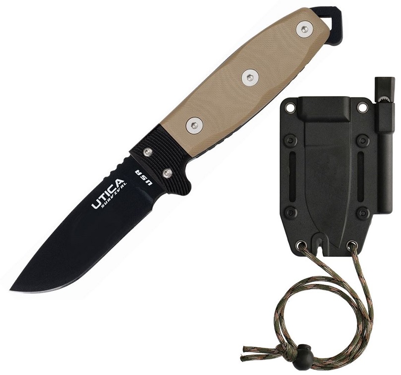 Utica Stealth III Black - Tan Micarta S3TH