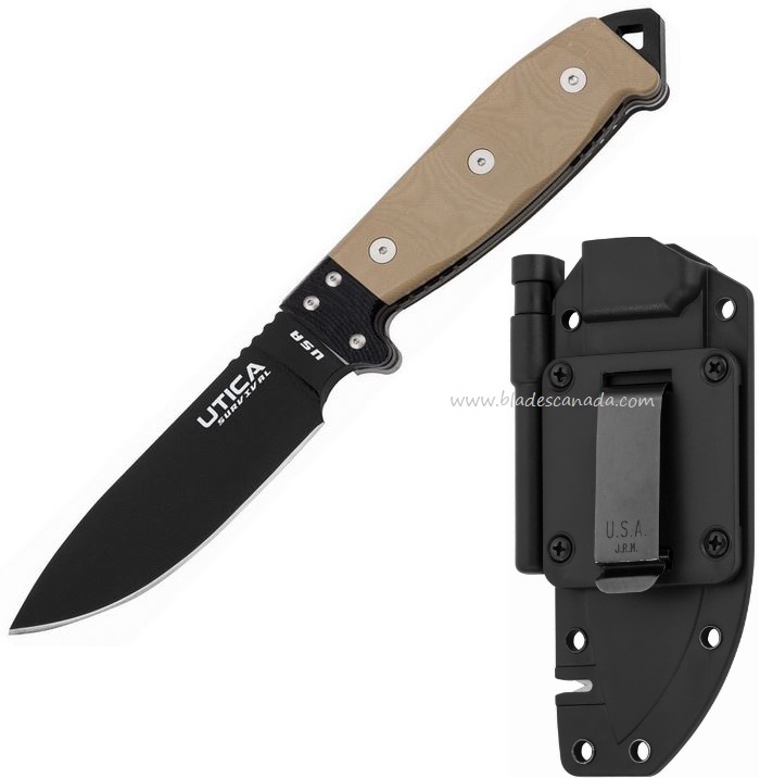 Utica Knives Stealth V Fixed Blade, 1095 Steel, Tan Micarta Handle, UTK11UTKS5TH