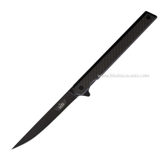 UZI Occam's Razor Flipper Linerlock Knife, Stainless Black, Carbon Fiber Black