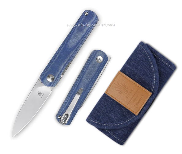 Kizer Feist Flipper Folding Knife, 154CM, Micarta, w/Denim Knife Roll, V3499C1
