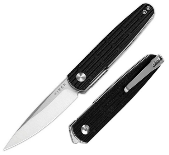 Kizer Bamboo Folding Knife, Nitro-V Satin, Micarta Black, V3722A1