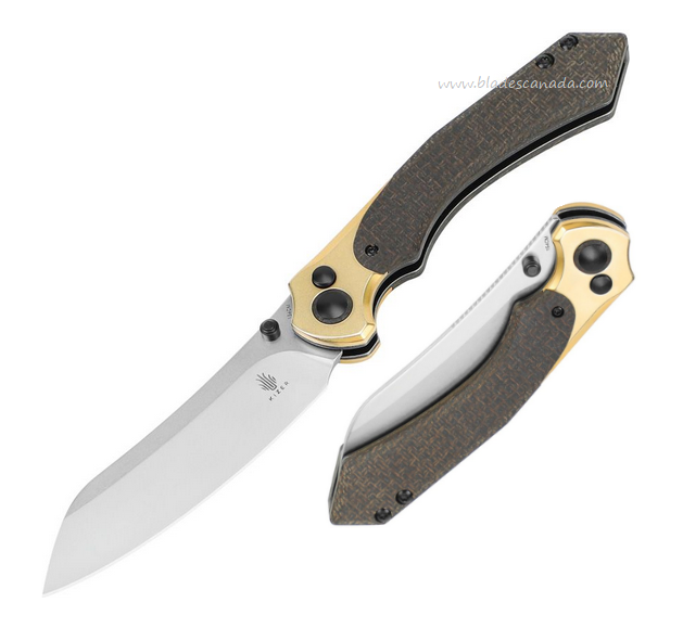 Kizer Clairvoyant Button Lock Folding Knife, 154CM SW, Micarta/Brass, V4626C1