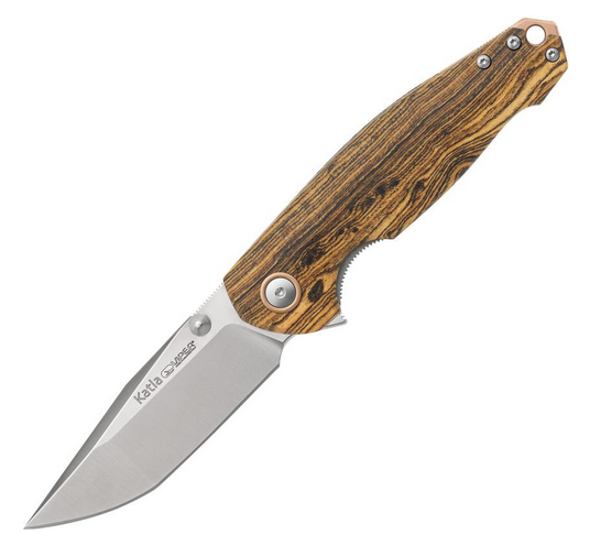 Viper Katla Flipper Folding Knife, M390 Satin, Wood Handle, 5985BC