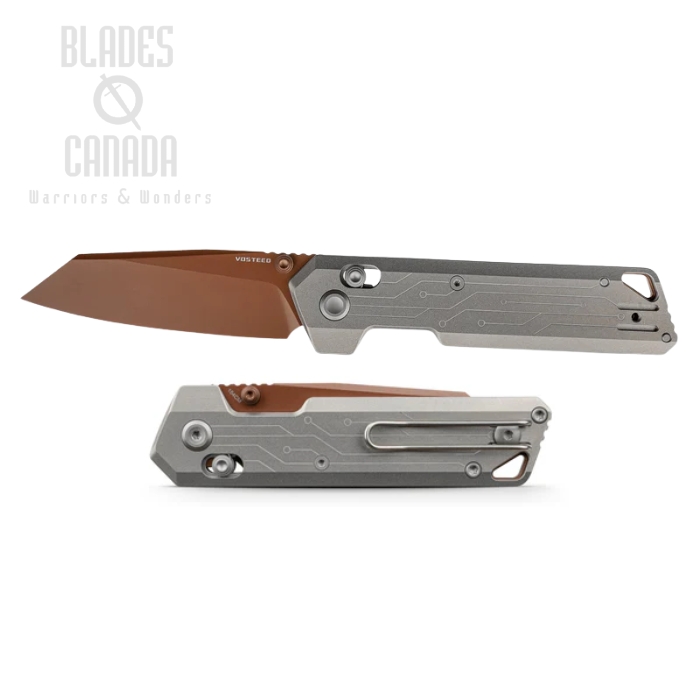 (image for) Vosteed Parallel Crossbar Lock Folding Knife, 154CM Copper Dune, Titanium Circuit, A3520