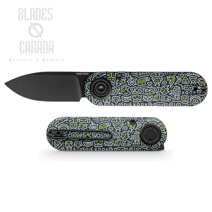 (image for) Vosteed Corgi V Vanchor lock Front Flipper Foling Knife, 14C28N Black SW, G10 Doodle Monster, A3726