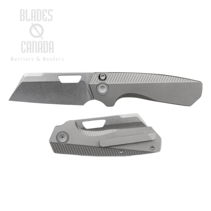 (image for) Vosteed Nip-L Button Liner Lock Folding Knife, Elmax Stonewash, Titanium Gray, A4201
