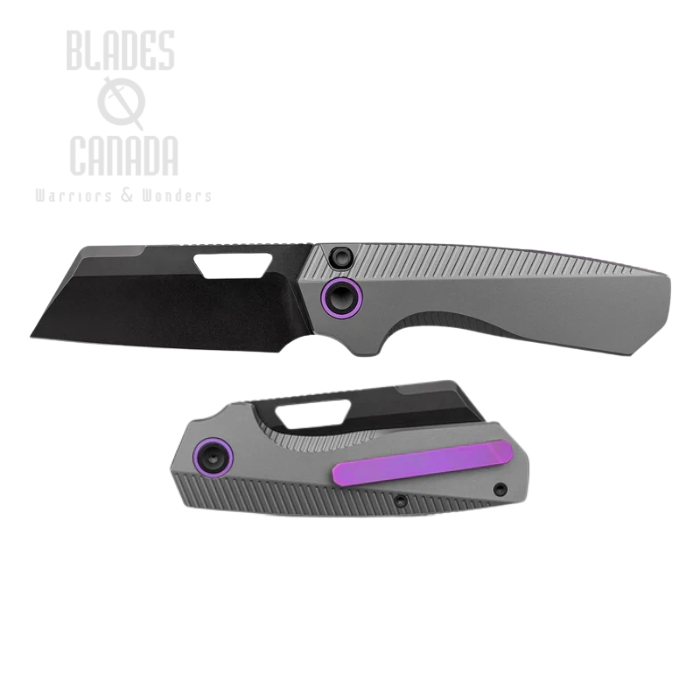 (image for) Vosteed Nip-L Button Liner Lock Folding Knife, Elmax Black SW, Titanium Dim Gray, A4203