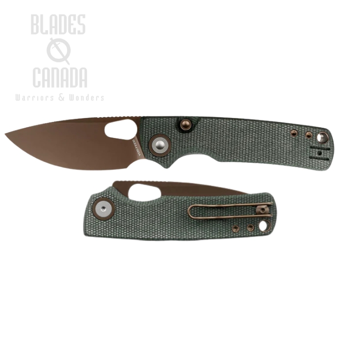 Vosteed Porcupine Folding Knife, 14C28N Copper Dune, Micarta Green, A2609
