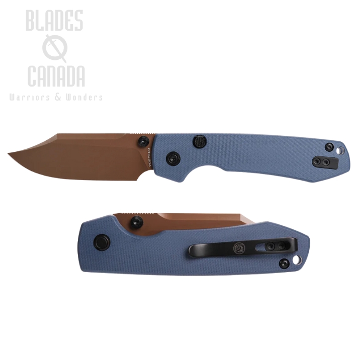 Vosteed Raccoon Folding Knife, 14C28N Copper Dune, G10 Blue, A2909