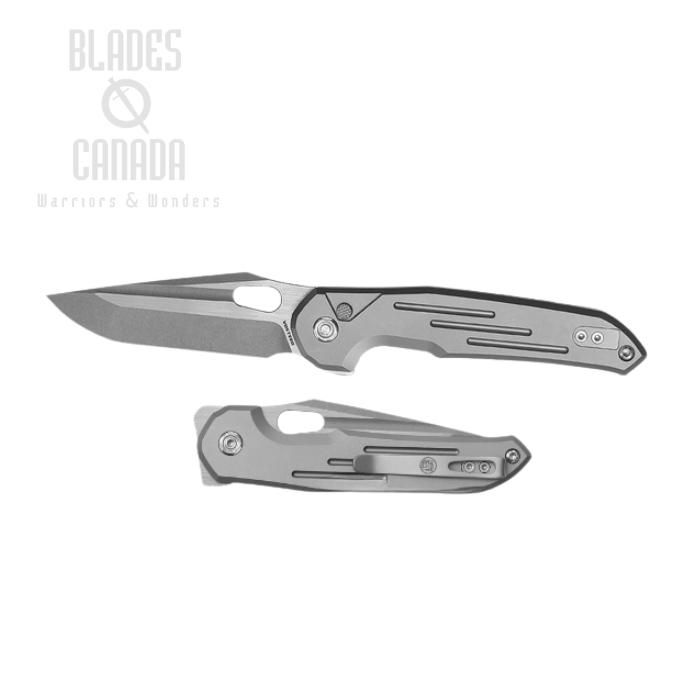Vosteed Thunderbird Folding Button Lock Knife, Elmax, Titanium, A0313