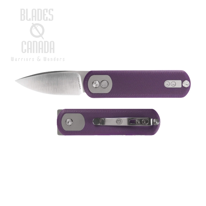 Vosteed Corgi Pup Trek Lock Folding Knife, S35VN Drop Point, G10 Purple, A0724