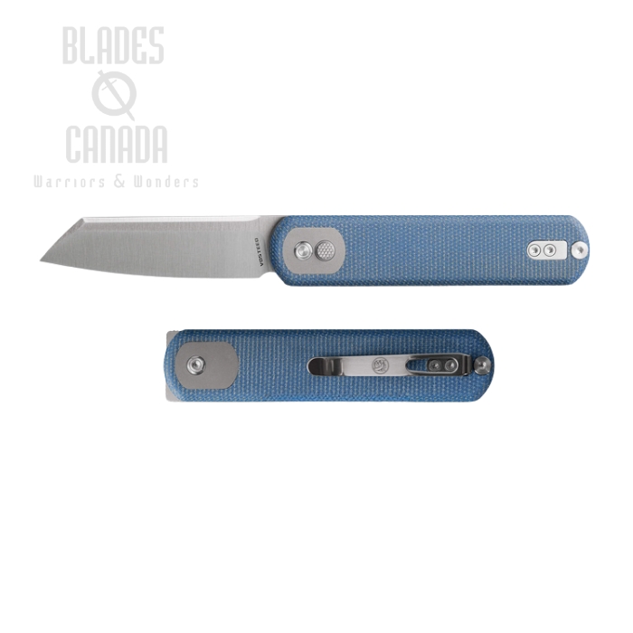 Vosteed Corgi Trek Lock Folding Knife, 14C28N Sheepsfoot, Micarta Blue, A0725