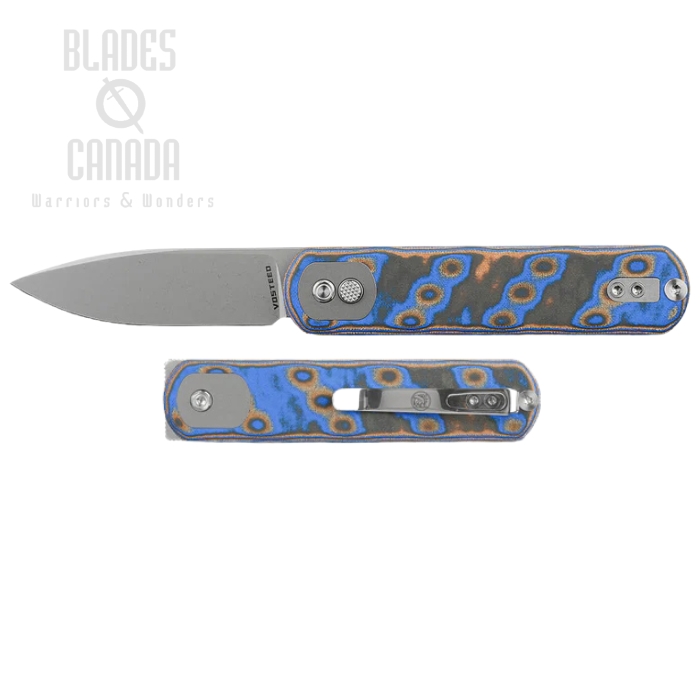 Vosteed Corgi Trek Lock Folding Knife, 14C28N Stonewash, Micarta Blue Ocean, A0733