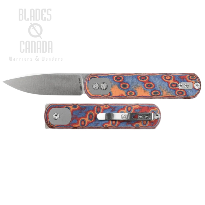 Vosteed Corgi Trek Lock Folding Knife, 14C28N Satin, Micarta Copper Raindrop, A0734