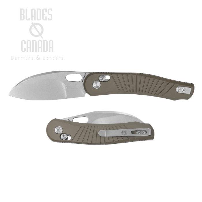 Vosteed Morel Folding Knife, N690 Stonewash, Aluminum Brown, A1004
