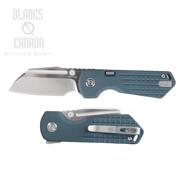 Vosteed Hedgehog Flipper Folding Knife, S35VN Satin, Aluminum Blue, A1306