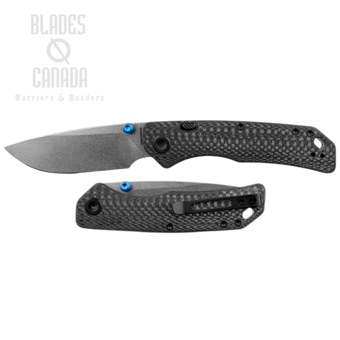 Vosteed Marten 330 Folding Knife, 154CM Stonewash, Carbon Fiber Black, A1611