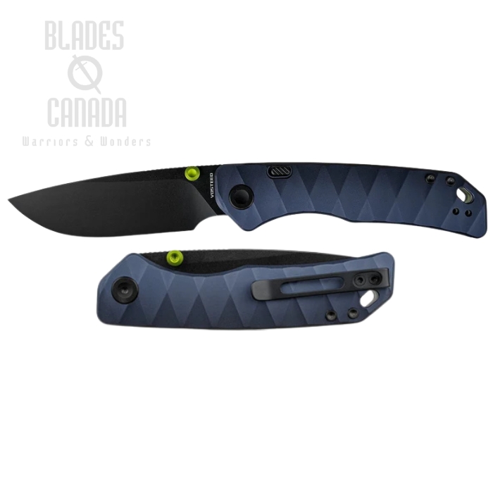 Vosteed Marten 330 Folding Knife, 154CM Black SW, Aluminum Dark Slate Blue, A1615
