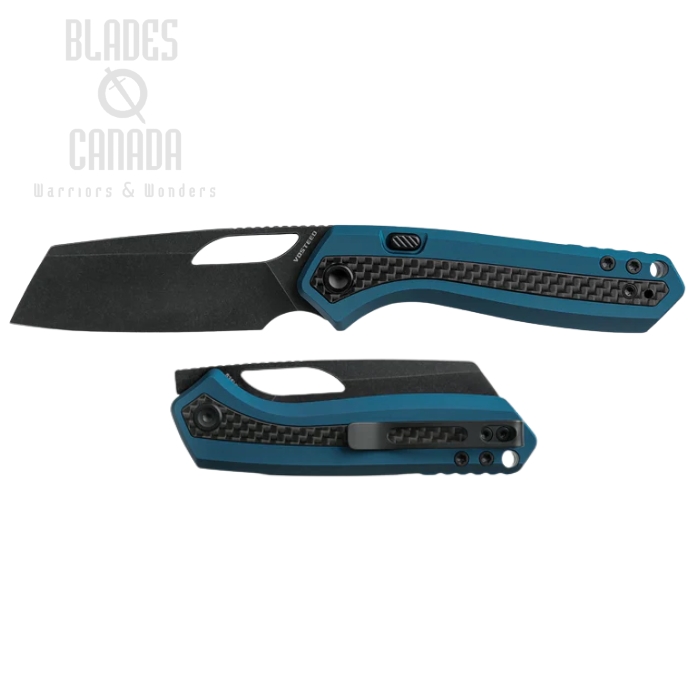 (image for) Vosteed Kroc Folding Knife, S35VN Black SW, Aluminum Blue w/ Carbon Fiber Inlay, A1804
