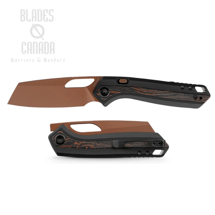 (image for) Vosteed Kroc 329 Button Liner Lock Folding Knife, S35VN Copper Dune, Aluminum Black, A1810