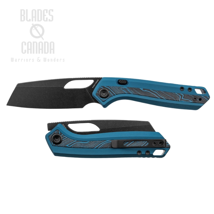 (image for) Vosteed Kroc 329 Button Liner Lock Folding Knife, S35VN Black SW, Aluminum Blue, A1811