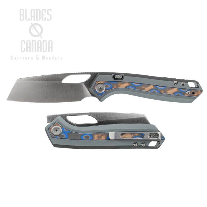 (image for) Vosteed Kroc 329 Button Liner Lock Folding Knife, S35VN Satin, Aluminum Gray, A1813
