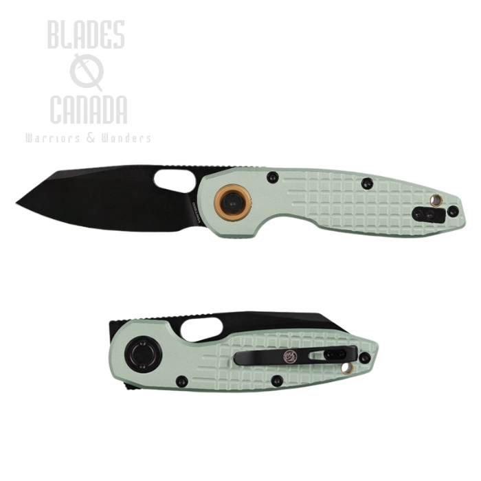 Vosteed Ankylo Vanchor Lock Flipper Folding Knife, 154CM Black SW, Aluminum Green, A1907