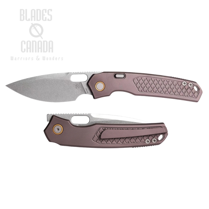 Vosteed Psyop Button Top Liner Lock Folding Knife, Elmax Stonewash, Titanium Purple, A2206 (image for) Vosteed Psyop Button Top Liner Lock Folding Knife, Elmax Stonewash, Titanium Purple, A2206