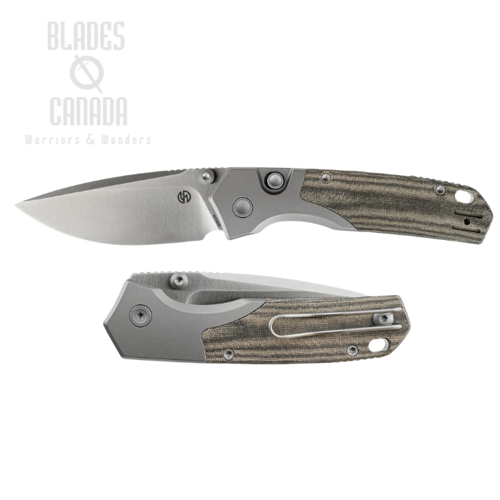 (image for) Vosteed Psyop 299 Button Liner Lock Folding Knife, S35VN Satin, Micarta Green, A2218