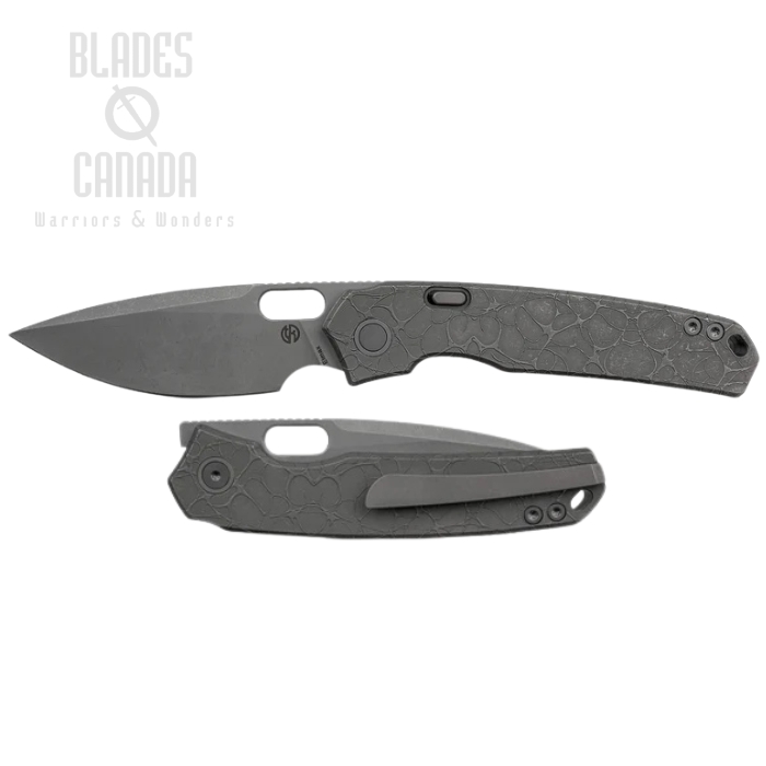 Vosteed Psyop Button Lock Folding Knife, Elmax Acidwash/SW, Titanium Dim Gray, A2222