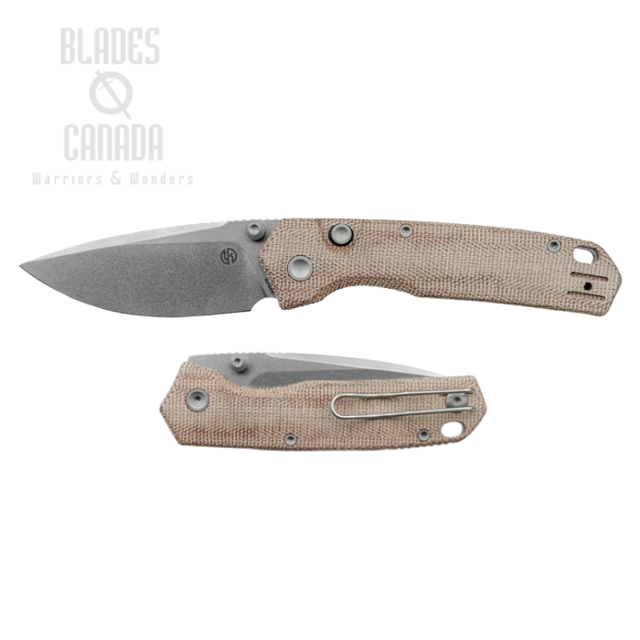 (image for) Vosteed Psyop 299 Button Liner Lock Folding Knife, S35VN Stonewash, Micarta Natural, A2229