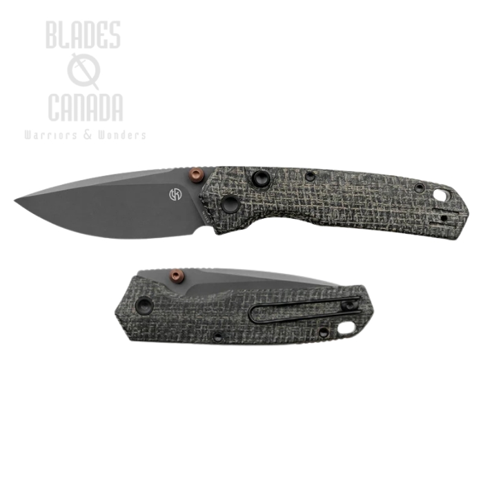 (image for) Vosteed Psyop 299 Button Liner Lock Folding Knife, S35VN Destroyer Gray, Micarta Black, A2230