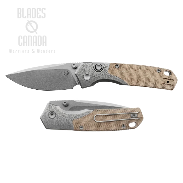 (image for) Vosteed Psyop 299 Button Liner Lock Folding Knife, S35VN Stonewash, Micarta Natural, A2232