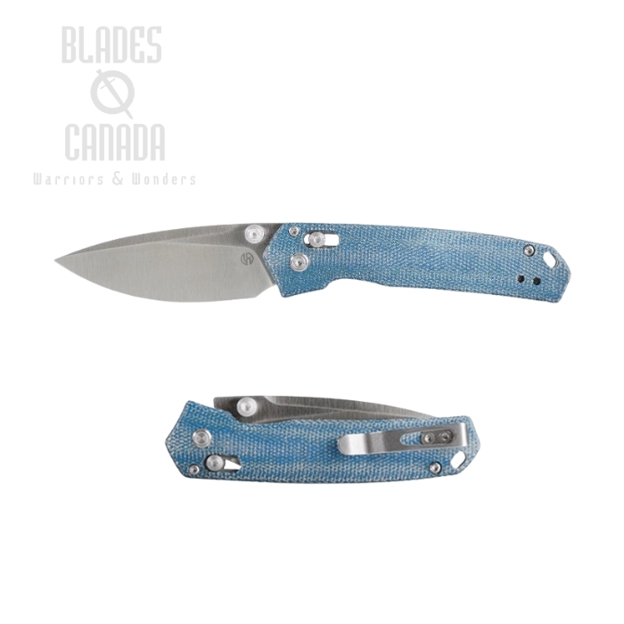 Vosteed Mini Psyop Folding Knife, Elmax, Micarta Blue, A2301