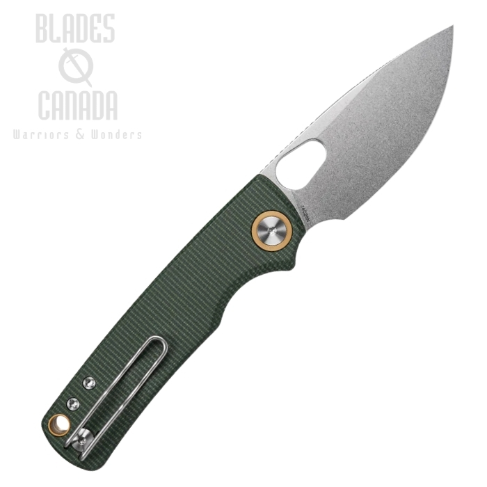 (image for) Vosteed Porcupine Folding Knife, 14C28N Stonewash, Micarta Green, A2603
