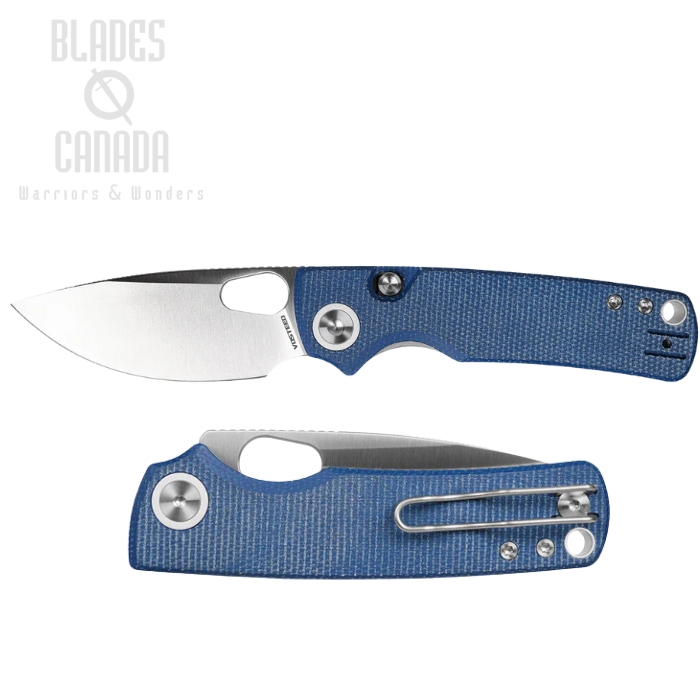Vosteed Porcupine Folding Knife, 14C28N Satin, Micarta Blue, A2605