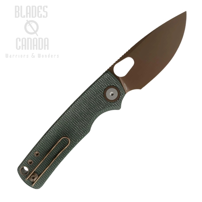 (image for) Vosteed Porcupine Folding Knife, 14C28N Copper Dune, Micarta Green, A2609