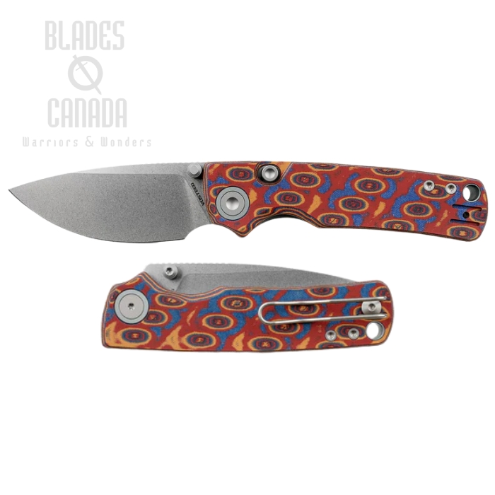 Vosteed Porcupine Folding Knife, 14C28N Stonewash, Micarta Copper Raindrop, A2613