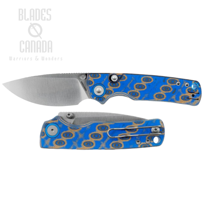 Vosteed Porcupine Folding Knife, 14C28N Satin, Micarta Blue Ocean, A2614