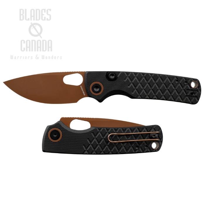 (image for) Vosteed Porcupine Button Top Liner Lock Folding Knife, 14C28N Copper Dune, G10 Black, A2622