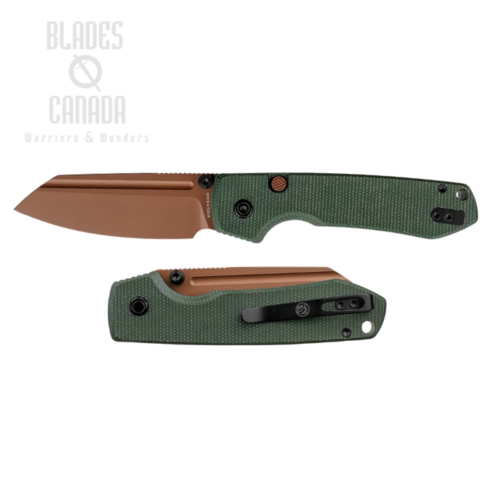 (image for) Vosteed Raccoon 2.0 Button Liner Lock Folding Knife, 14C28N Copper Dune, Micarta Green, A2929