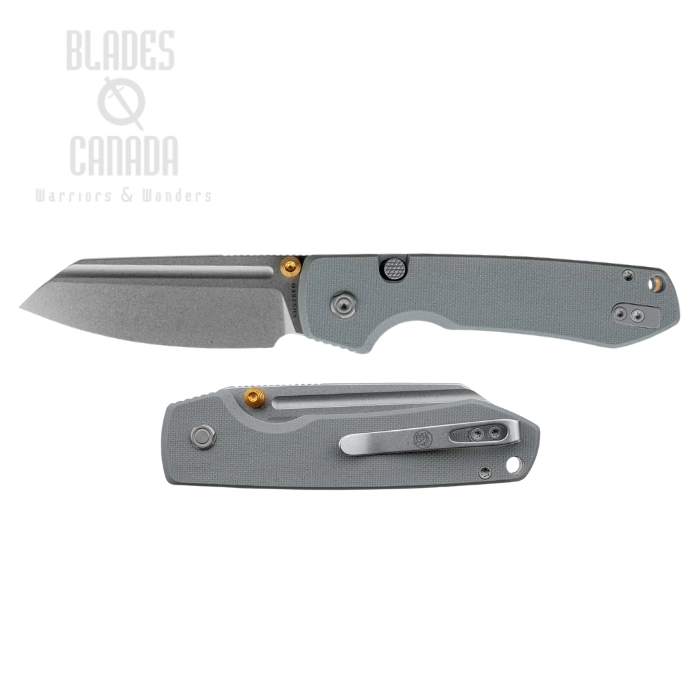 (image for) Vosteed Raccoon 2.0 Button Liner Lock Folding Knife, 14C28N Stonewash, G10 Gray, A2930