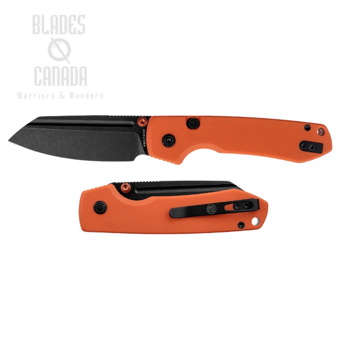 (image for) Vosteed Raccoon 2.0 Button Liner Lock Folding Knife, 14C28N Black SW, G10 Orange, A2931