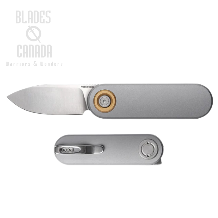 Vosteed Corgi-V Front Flipper Vanchor Lock Knife, 14C28N Satin, Aluminum Gray, A3703 Vosteed Corgi-V Front Flipper Vanchor Lock Knife, 14C28N Satin, Aluminum Gray, A3703
