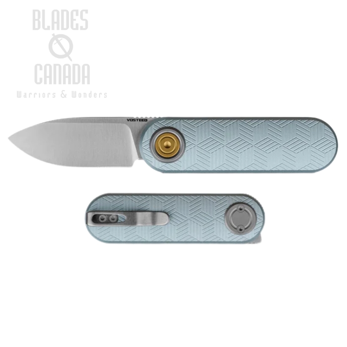(image for) Vosteed Corgi V Vanchor lock Front Flipper Foling Knife, 14C28N Satin, Aluminum Macaron Blue, A3725