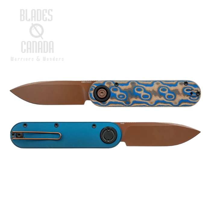 (image for) Vosteed Corgi V 295 Vanchor Lock Folding Knife, N690 Copper Dune, Micarta/Aluminum Blue Ocean, A3730