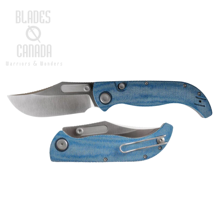 Vosteed Naga Top Liner Lock Folding Knife, S35VN Satin, Micarta Blue, A3901