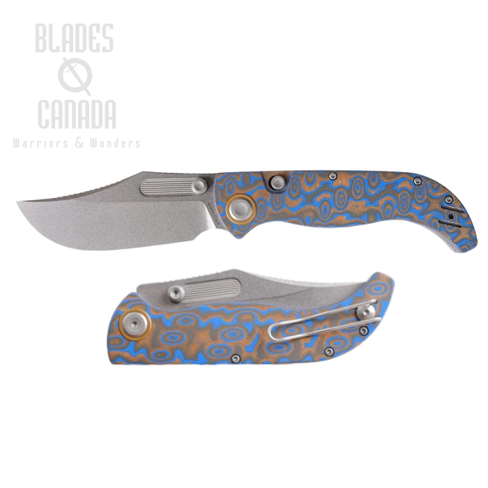 Vosteed Naga Top Liner Lock Folding Knife, S35VN Stonewash, Micarta Ocean Blue, A3903
