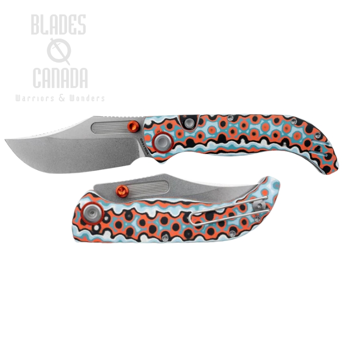 Vosteed Naga Folding Knife, S35VN Stonewash, Bamboo Micarta Coral Orbit, A3907